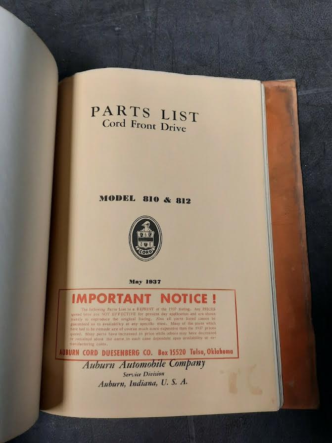 Original 1936-1937 Cord 810/812 Repair Shop Manual